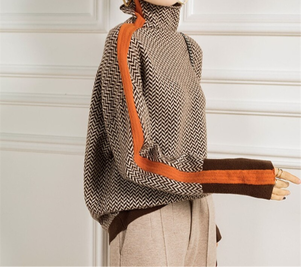 Lucinda | Herringbone Turtleneck Sweater