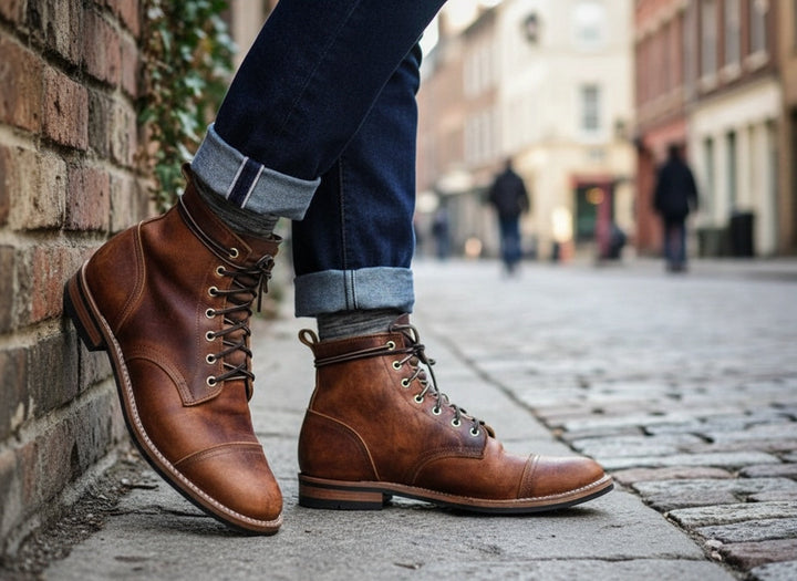 Edmund | Brown Cap-Toe Lace-Up Ankle Boots