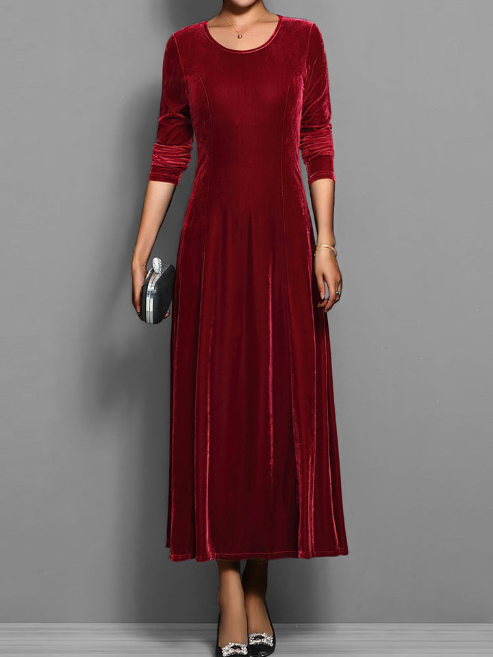 Yvonne | Velvet Scoop-Neck A-Line Dress