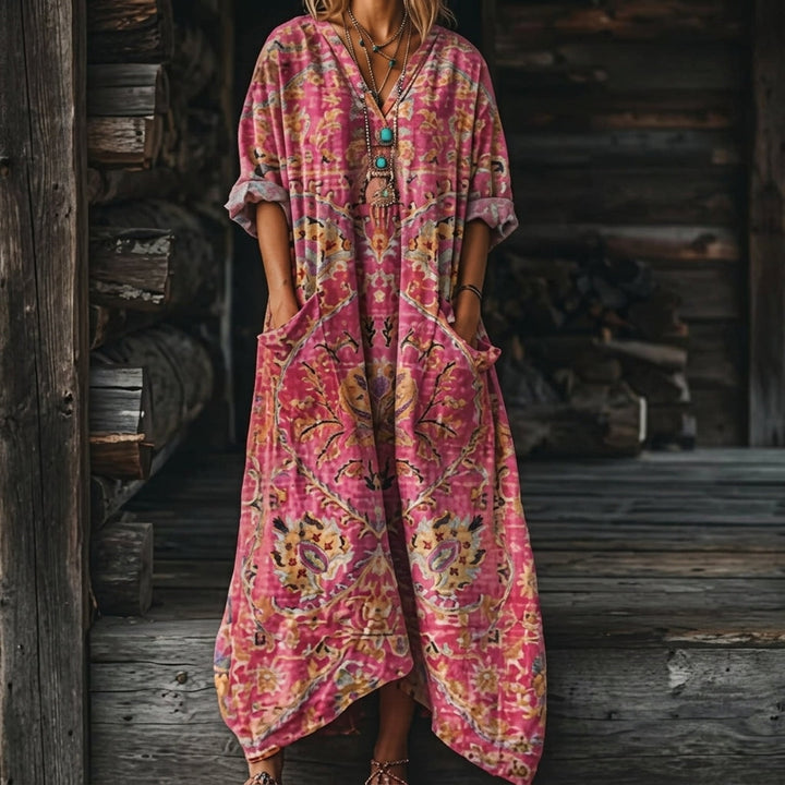Juliana | Bohemian Paisley Kaftan Maxi Dress with Pockets