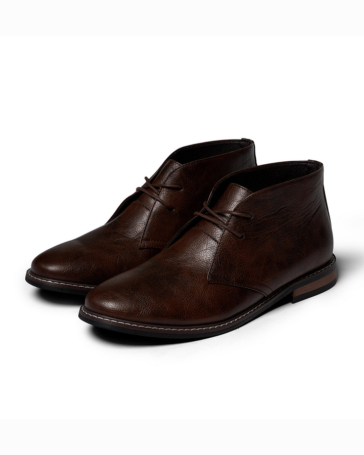 Fletcher | Dark Brown Lace-Up Ankle Boots with Low Stacked Heel