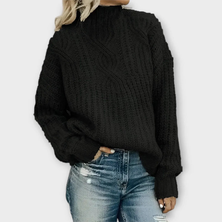 Noelle | Cable-Knit Mock-Neck Sweater