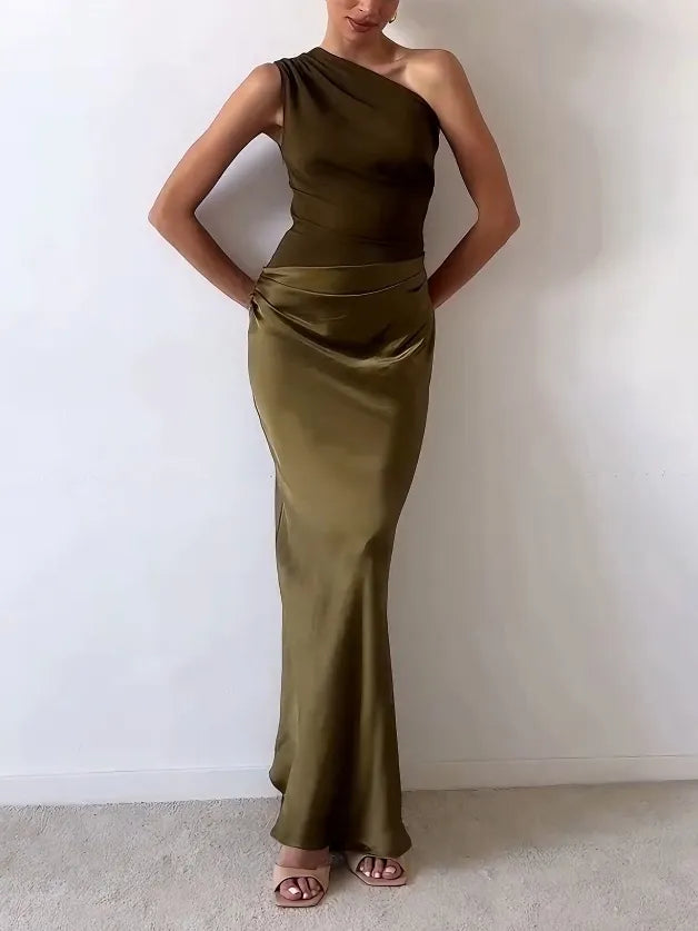 Pearl | One-Shoulder Pleated Maxi Formal Dress