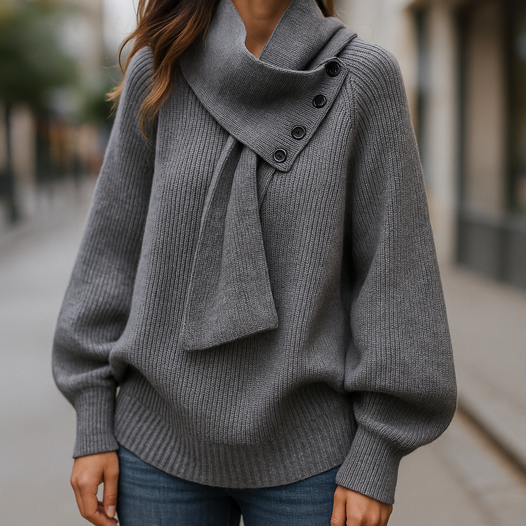 Sabrina | Scarf-Neck Knit Wool Sweater