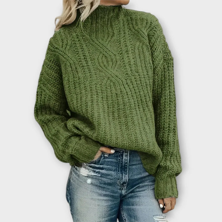 Noelle | Cable-Knit Mock-Neck Sweater
