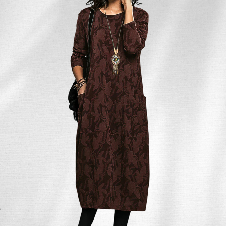 Zelda | Crew-Neck Winter Dress with Pockets