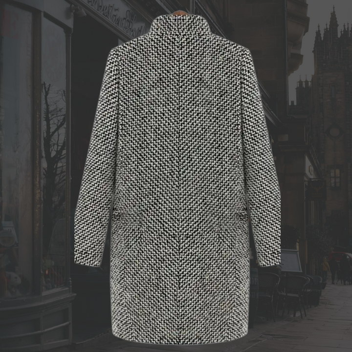 Kitty | Single-Button Long Winter Coat with Deep V-Neck