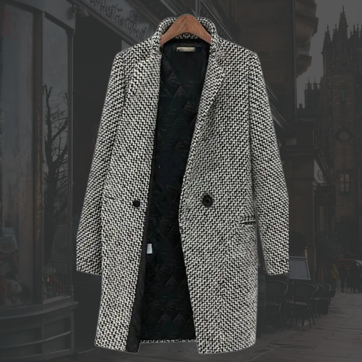 Kitty | Single-Button Long Winter Coat with Deep V-Neck