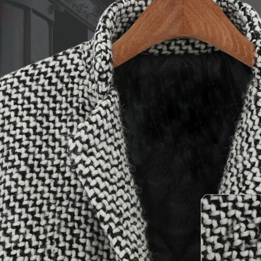 Kitty | Single-Button Long Winter Coat with Deep V-Neck