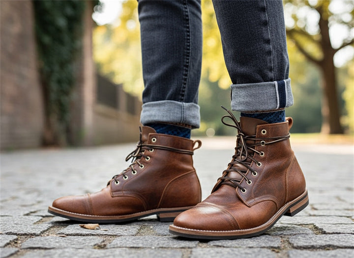 Edmund | Brown Cap-Toe Lace-Up Ankle Boots