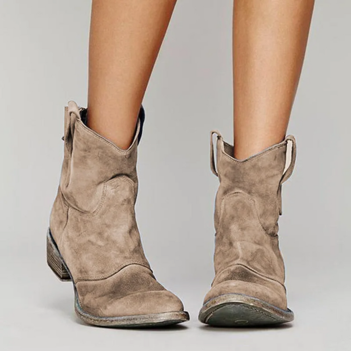 Frankie | Pull-On Western Ankle Boots with Low Block Heel