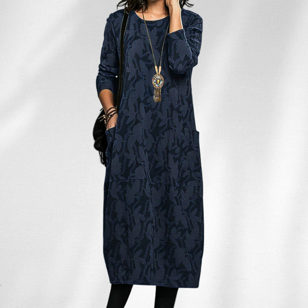 Zelda | Crew-Neck Winter Dress with Pockets