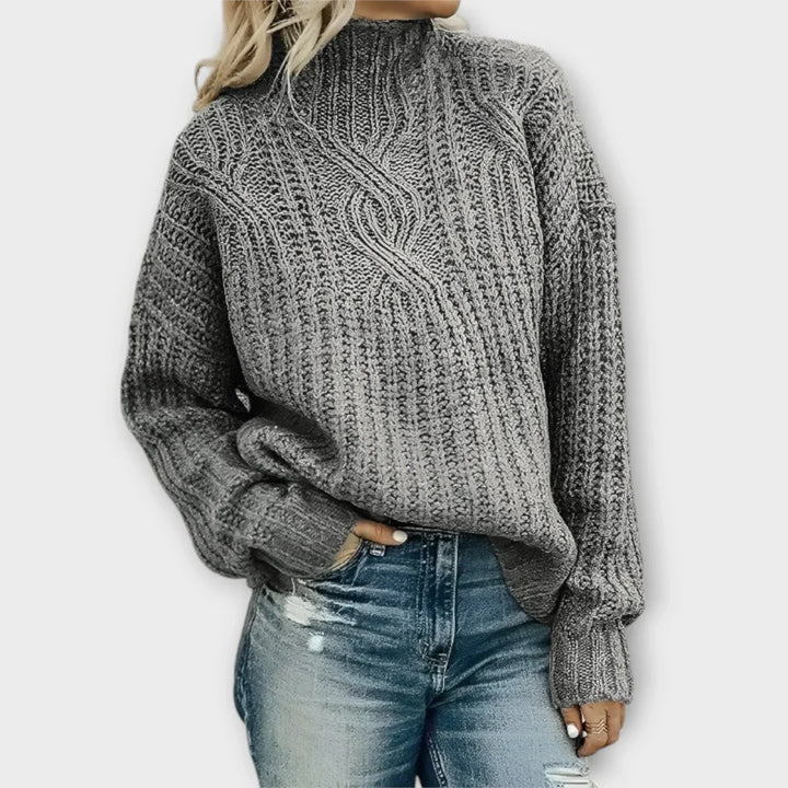 Noelle | Cable-Knit Mock-Neck Sweater