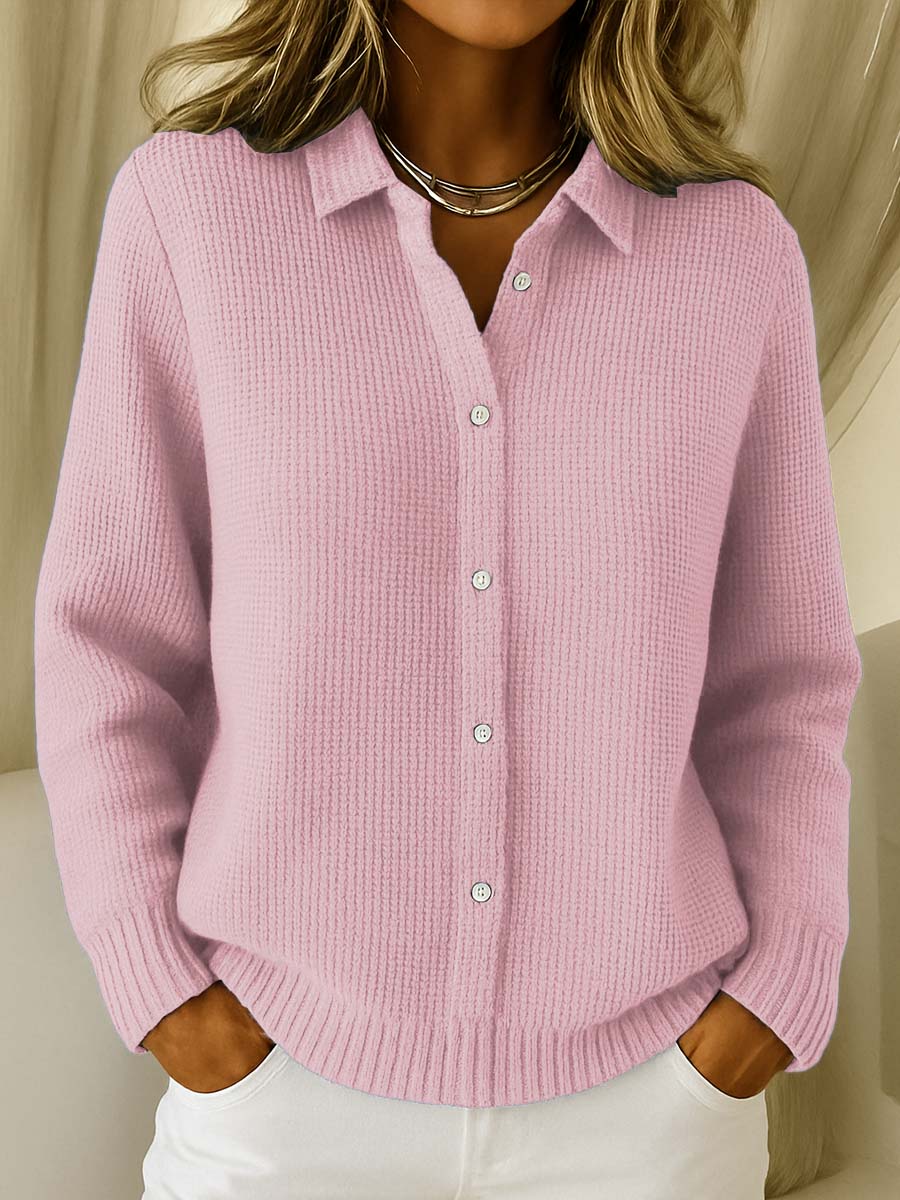 Vivian | Classic Collared Button-Front Knit Cardigan
