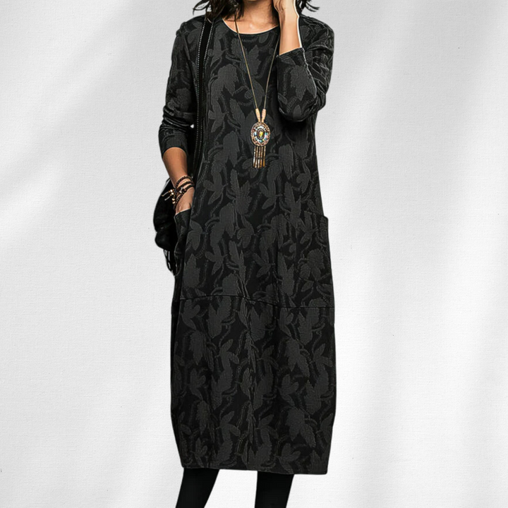 Zelda | Crew-Neck Winter Dress with Pockets
