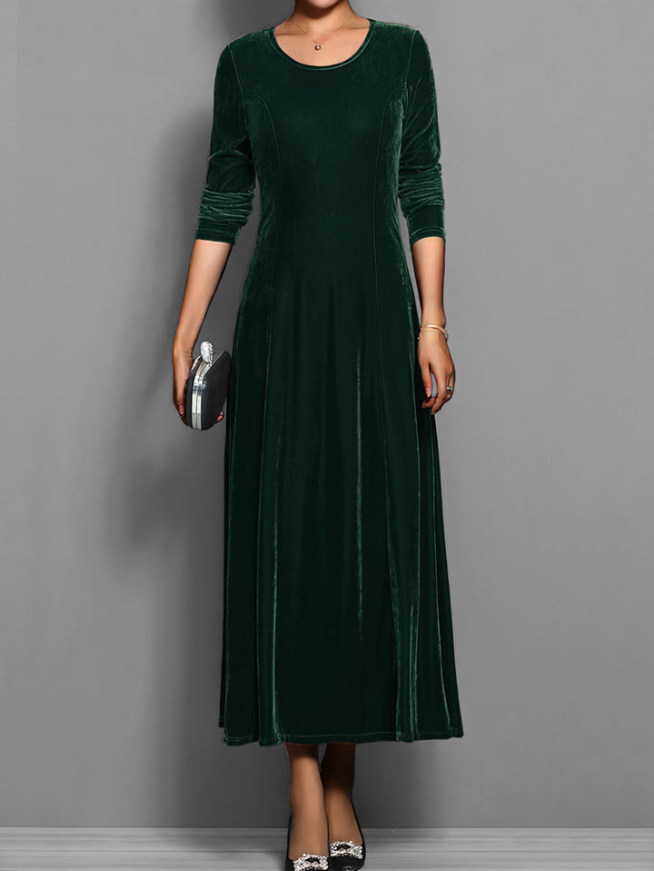 Yvonne | Velvet Scoop-Neck A-Line Dress