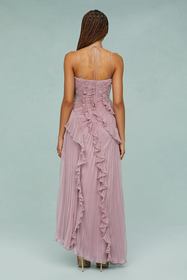 Lorna | Halter-Neck Draped Pleat Wedding Guest Dress