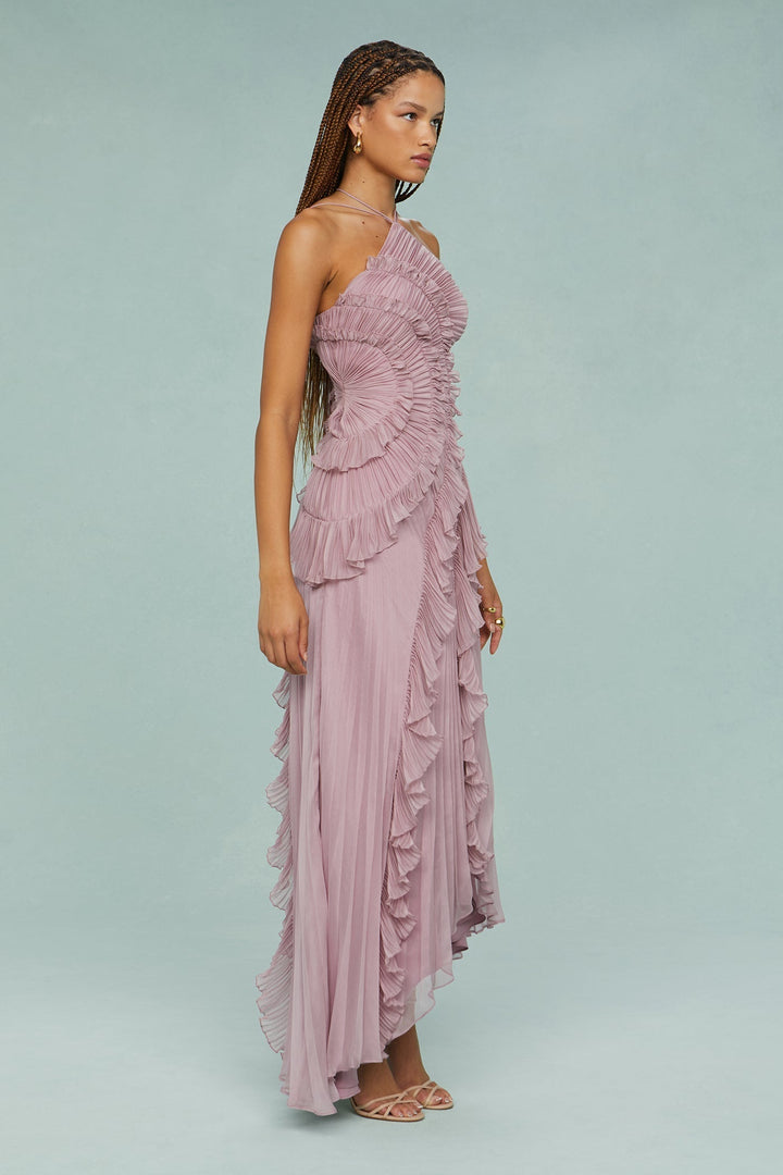 Lorna | Halter-Neck Draped Pleat Wedding Guest Dress