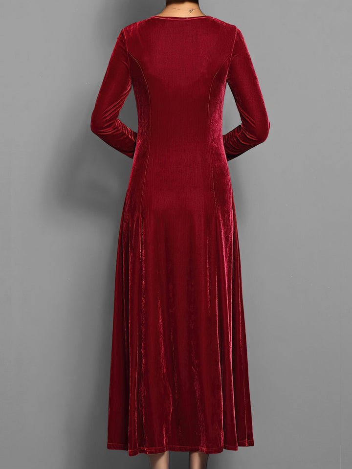 Yvonne | Velvet Scoop-Neck A-Line Dress