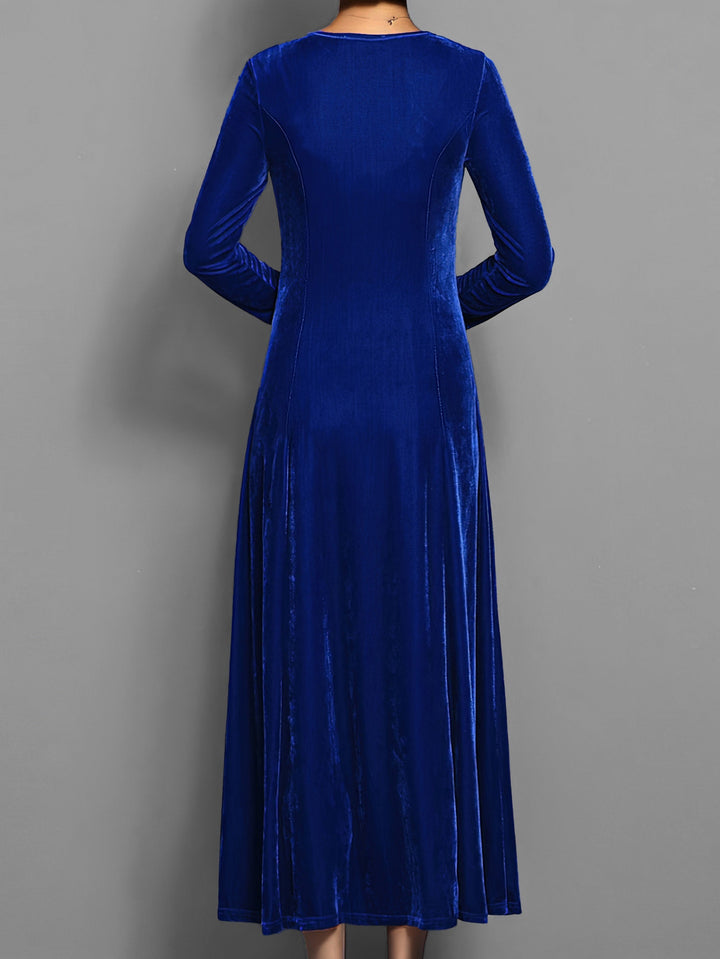 Yvonne | Velvet Scoop-Neck A-Line Dress