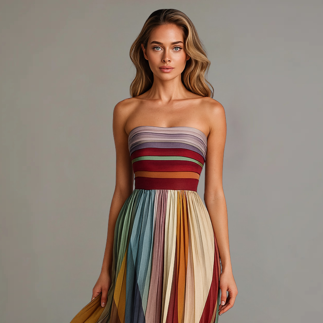 Amara | Strapless Pleated Maxi Wedding Guest Dress