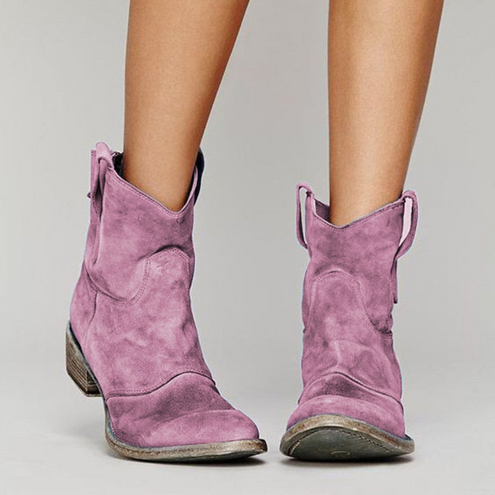 Frankie | Pull-On Western Ankle Boots with Low Block Heel