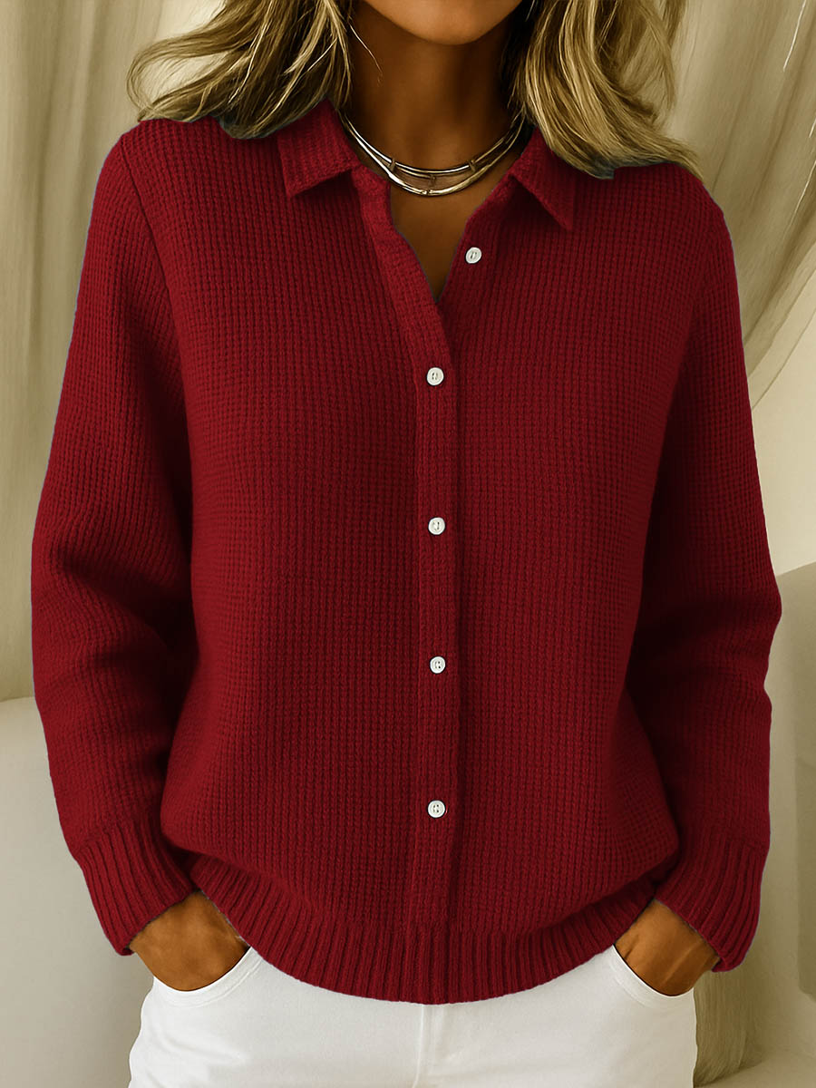 Vivian | Classic Collared Button-Front Knit Cardigan