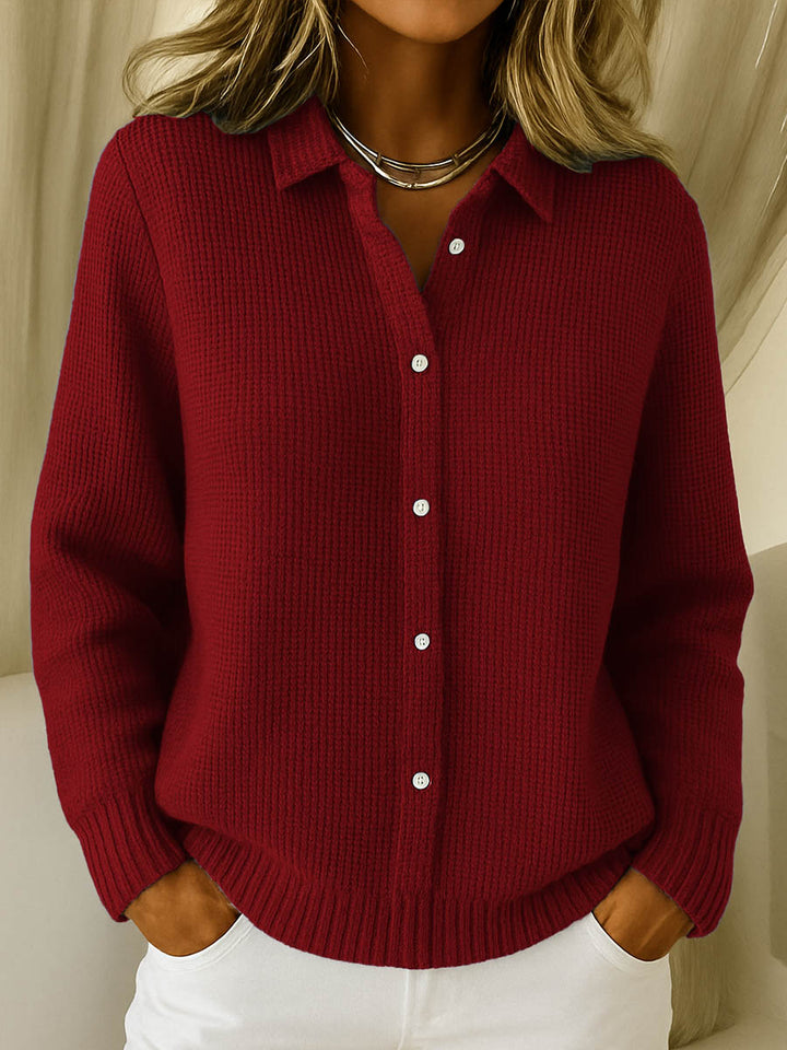 Vivian | Classic Collared Button-Front Knit Cardigan