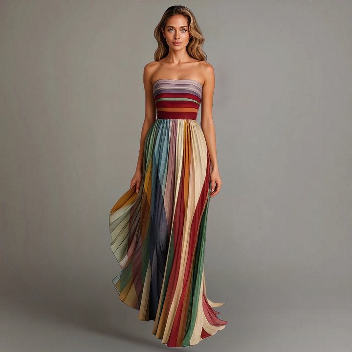 Amara | Strapless Pleated Maxi Wedding Guest Dress