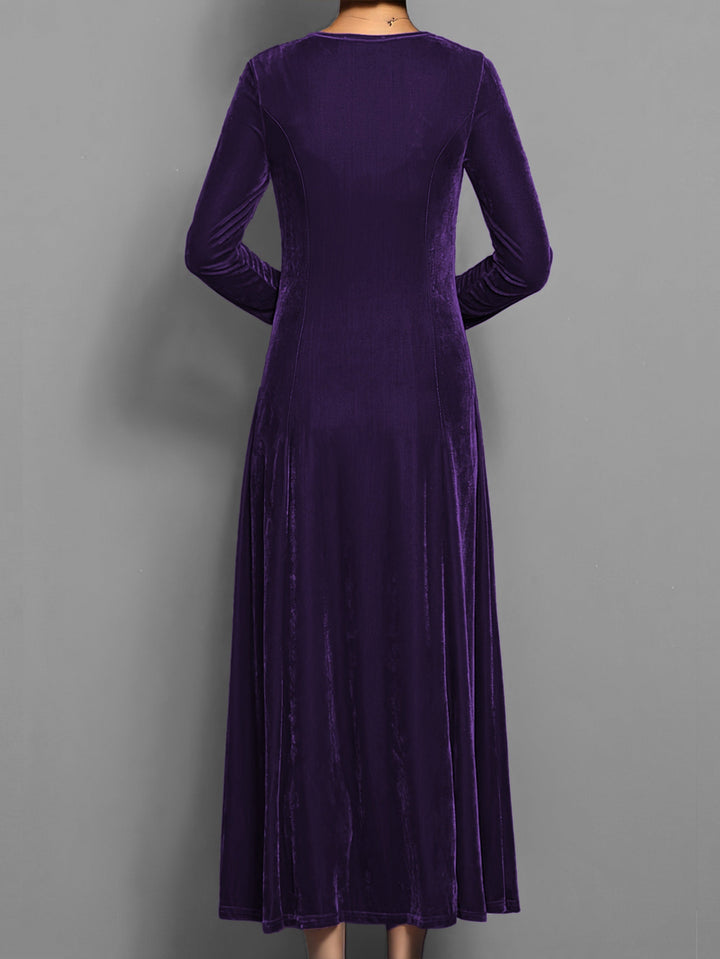 Yvonne | Velvet Scoop-Neck A-Line Dress