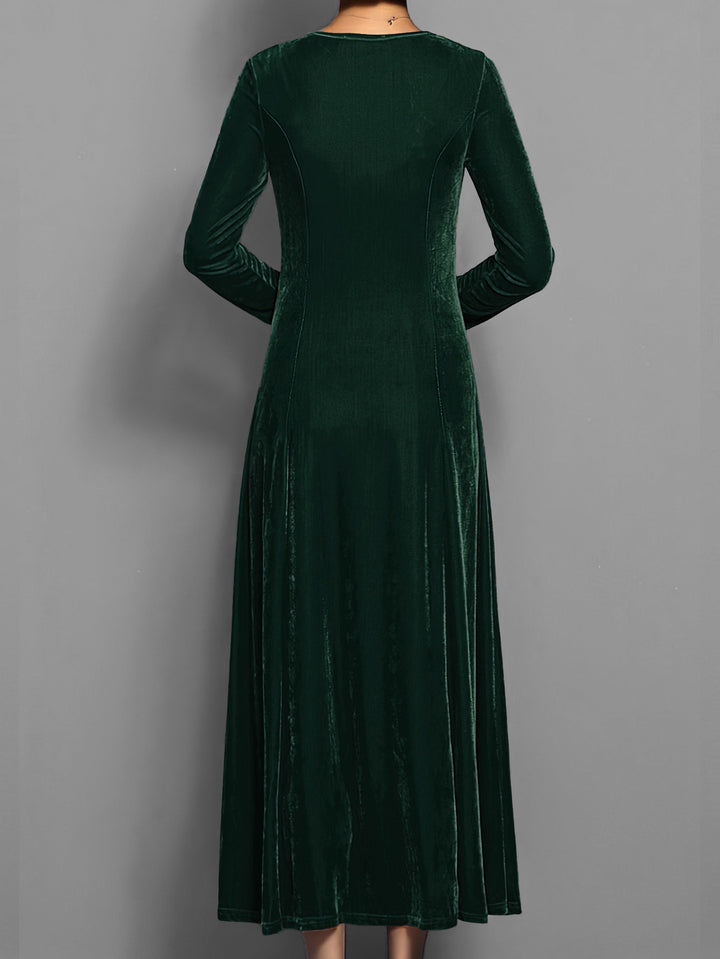 Yvonne | Velvet Scoop-Neck A-Line Dress