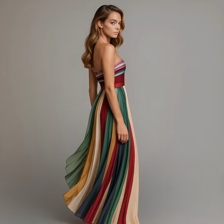Amara | Strapless Pleated Maxi Wedding Guest Dress