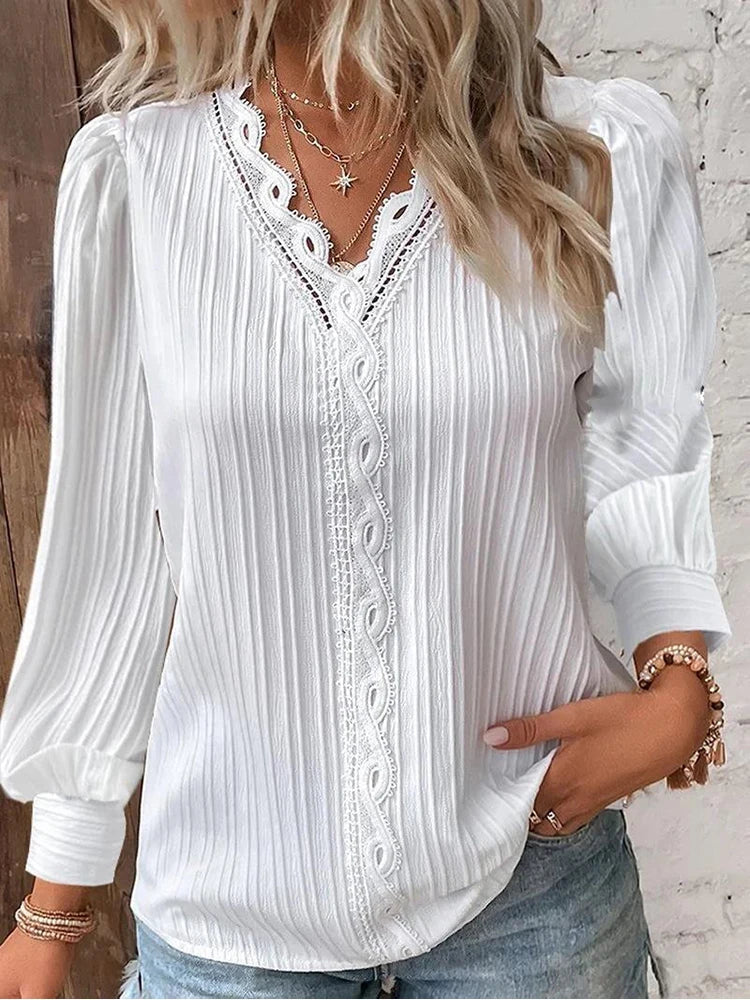Joss | Lace-Trim Chiffon Blouse