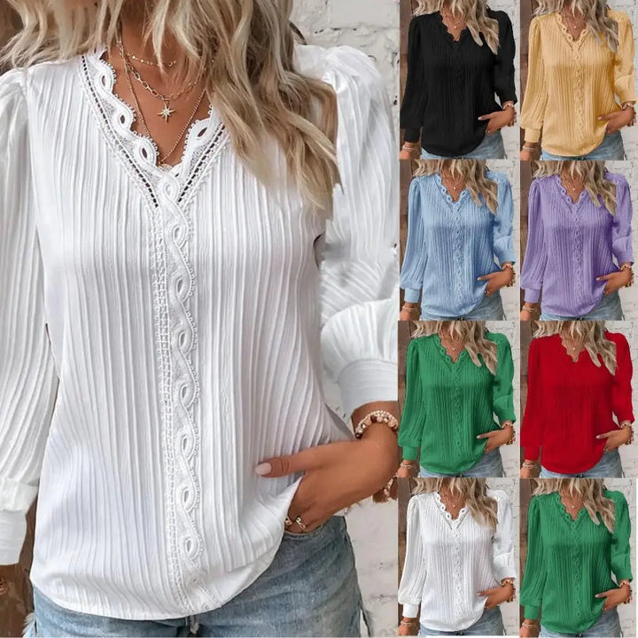 Joss | Lace-Trim Chiffon Blouse