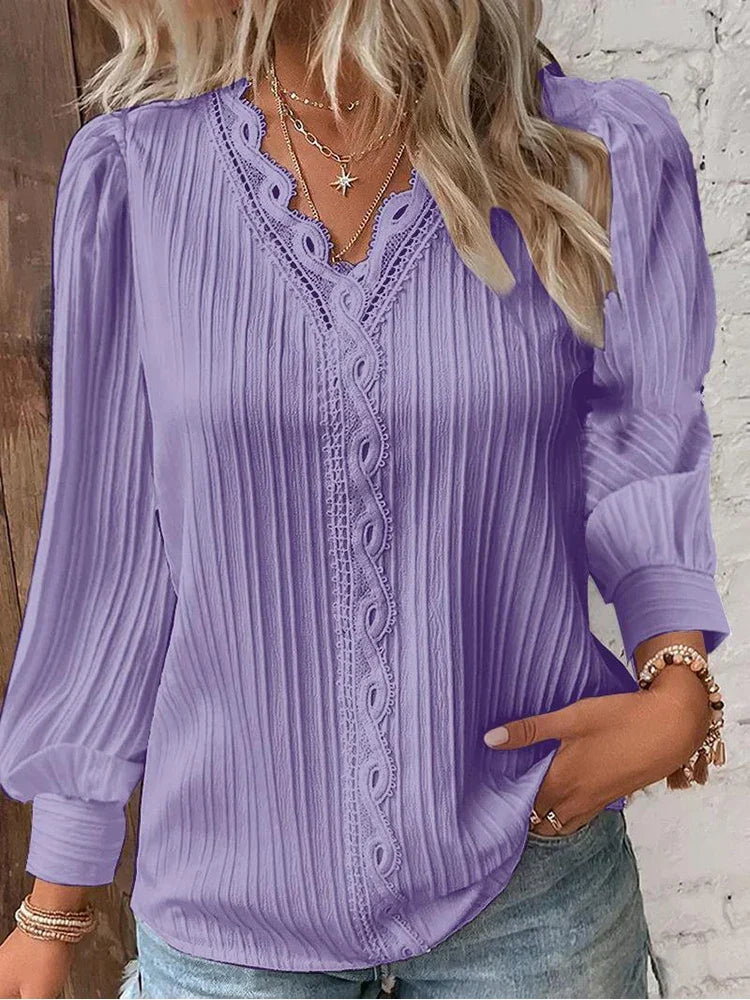 Joss | Lace-Trim Chiffon Blouse