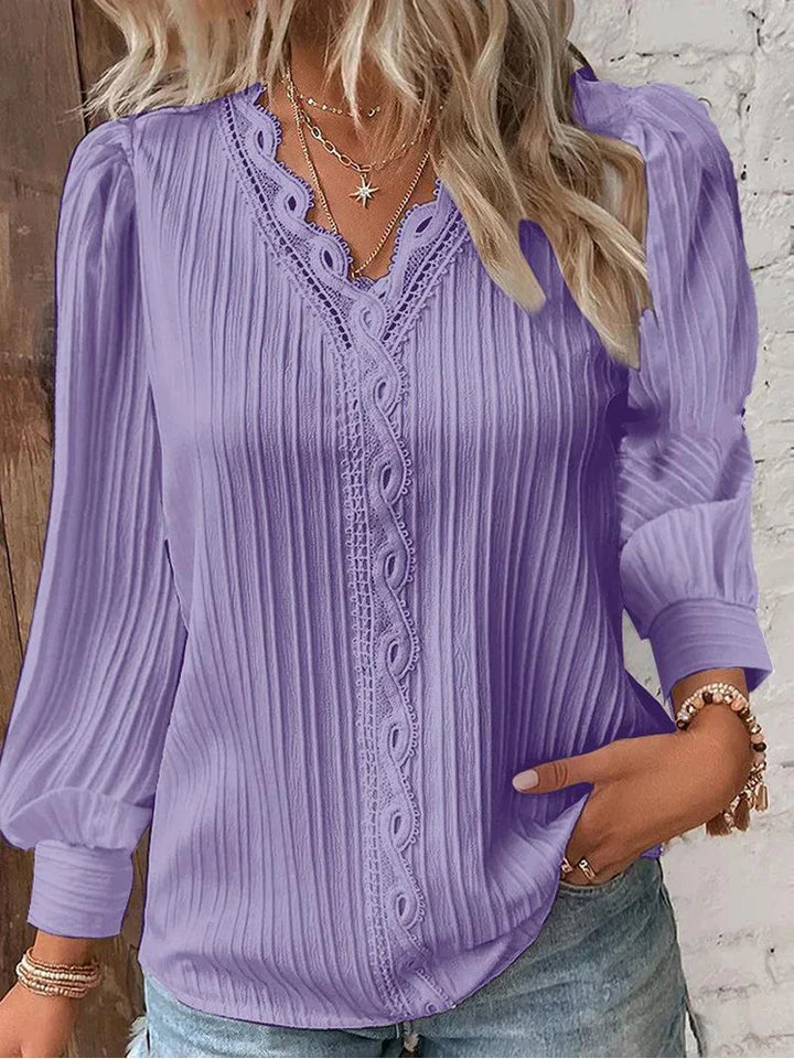Joss | Lace-Trim Chiffon Blouse