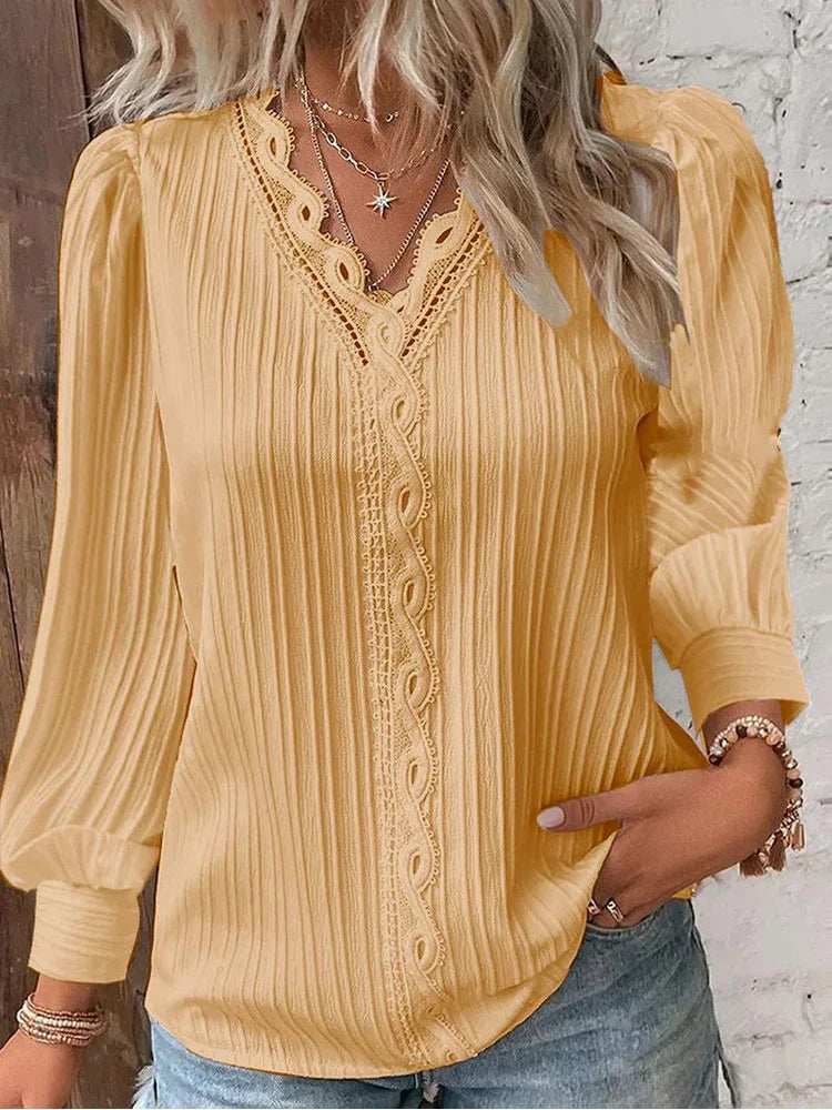 Joss | Lace-Trim Chiffon Blouse