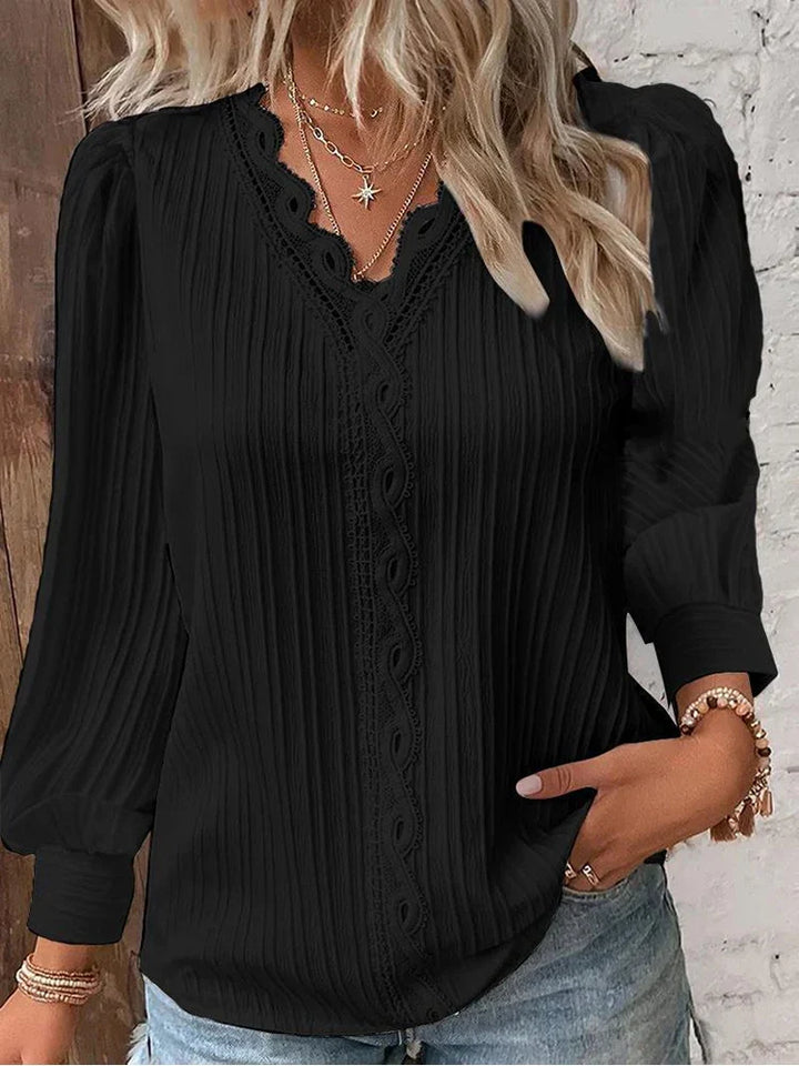 Joss | Lace-Trim Chiffon Blouse