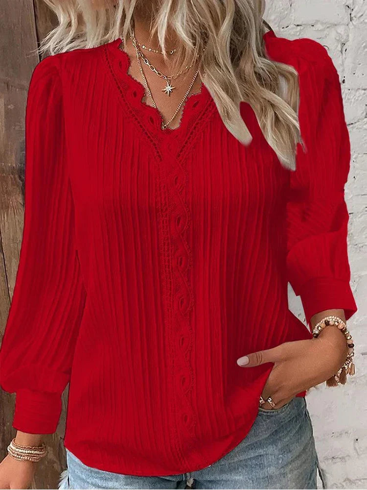 Joss | Lace-Trim Chiffon Blouse