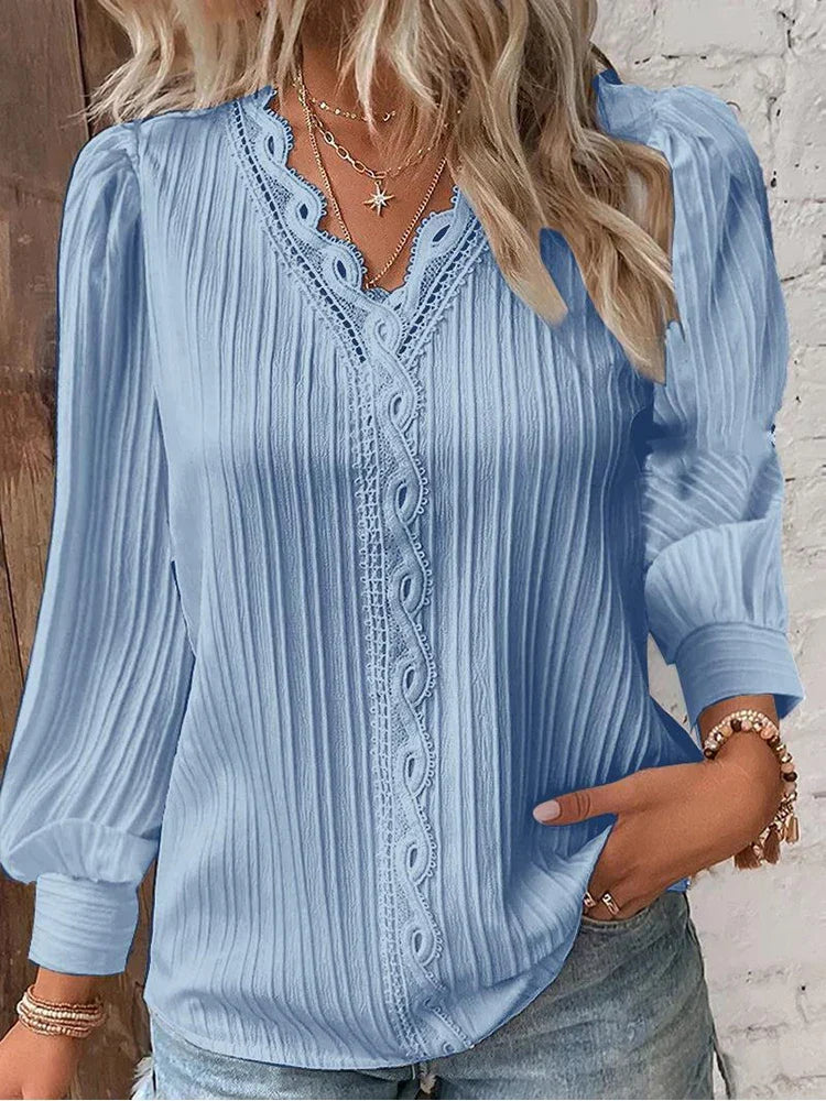Joss | Lace-Trim Chiffon Blouse