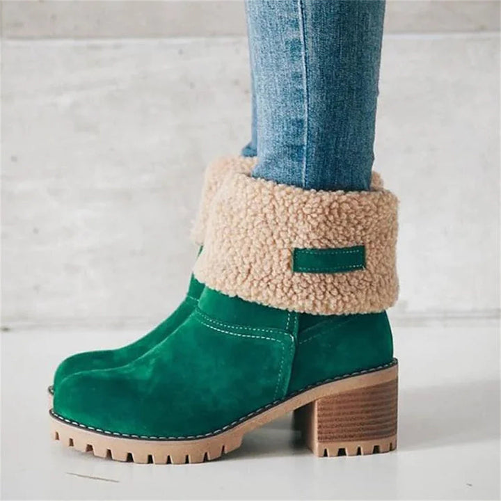 Camden | Faux-Suede Sherpa Cuff Block-Heel Ankle Boots