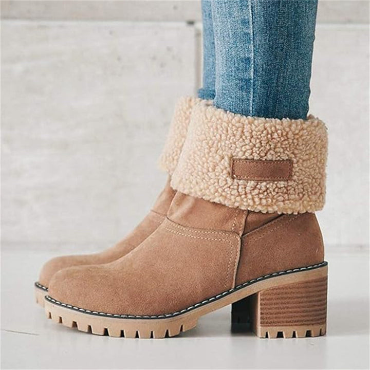 Camden | Faux-Suede Sherpa Cuff Block-Heel Ankle Boots