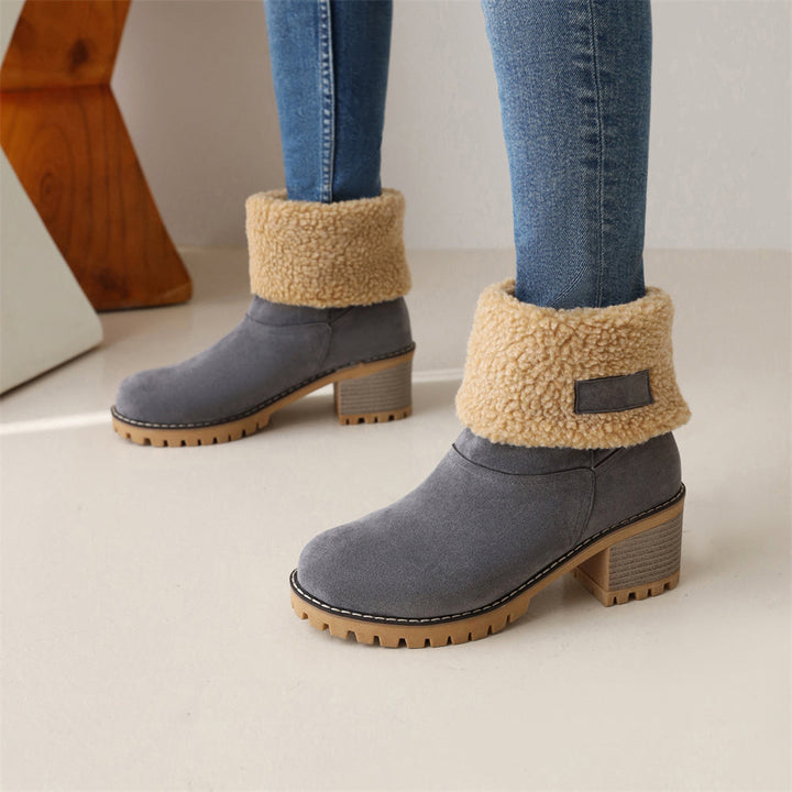 Camden | Faux-Suede Sherpa Cuff Block-Heel Ankle Boots