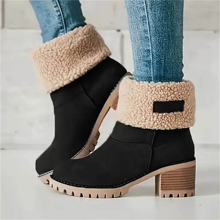 Camden | Faux-Suede Sherpa Cuff Block-Heel Ankle Boots