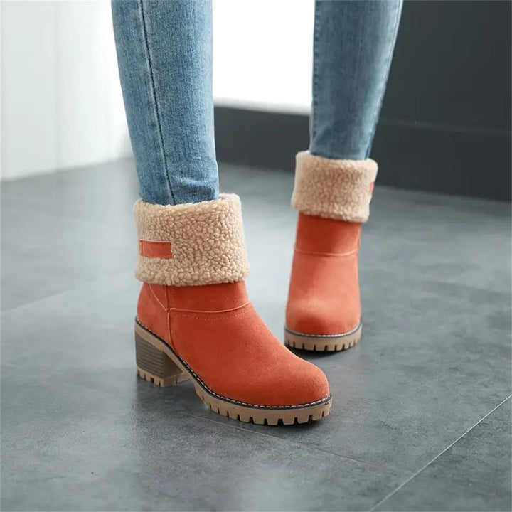 Camden | Faux-Suede Sherpa Cuff Block-Heel Ankle Boots