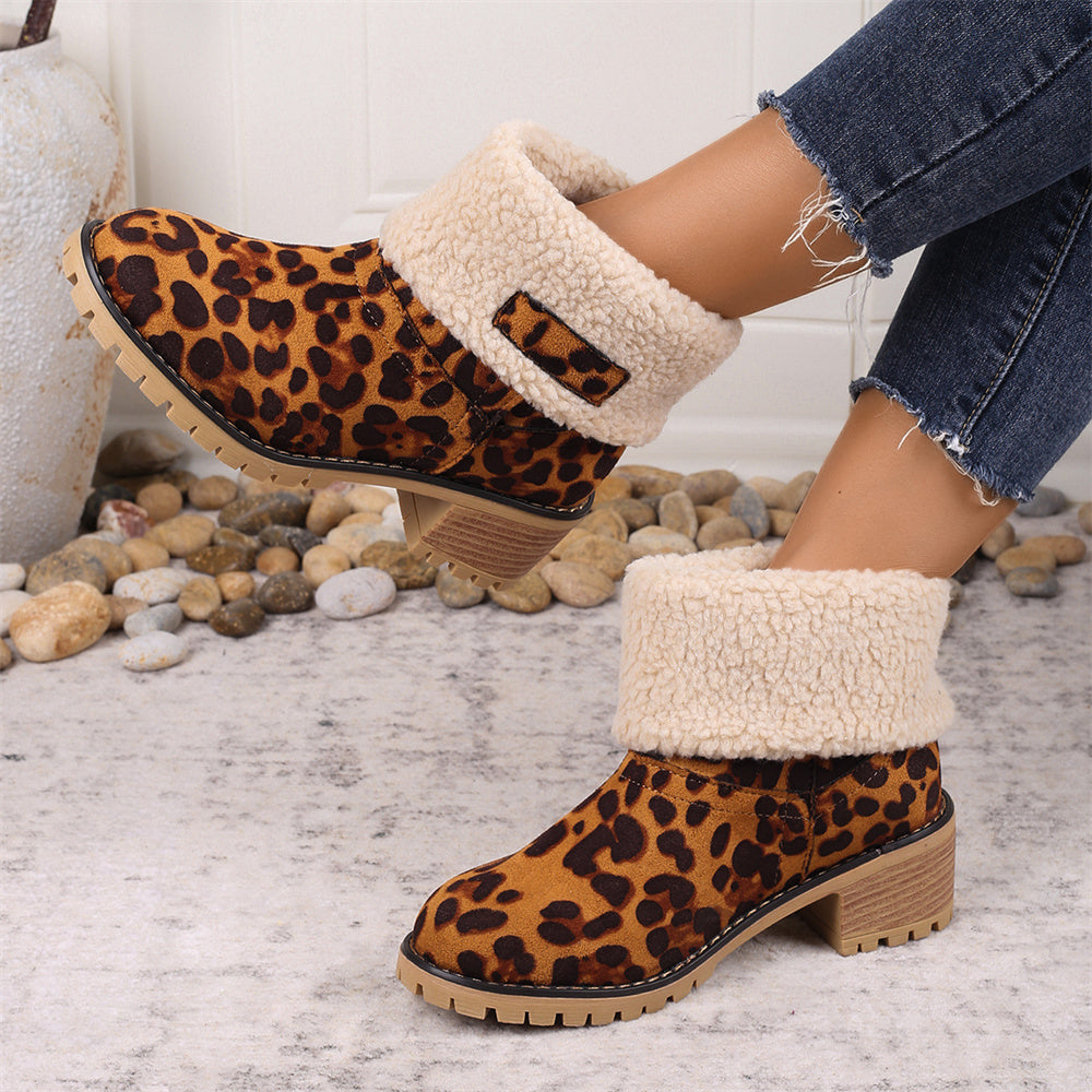 Camden | Faux-Suede Sherpa Cuff Block-Heel Ankle Boots