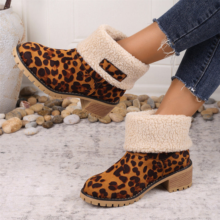 Camden | Faux-Suede Sherpa Cuff Block-Heel Ankle Boots