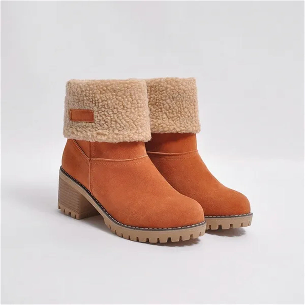 Camden | Faux-Suede Sherpa Cuff Block-Heel Ankle Boots