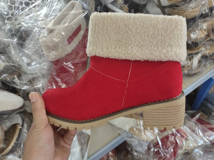 Camden | Faux-Suede Sherpa Cuff Block-Heel Ankle Boots
