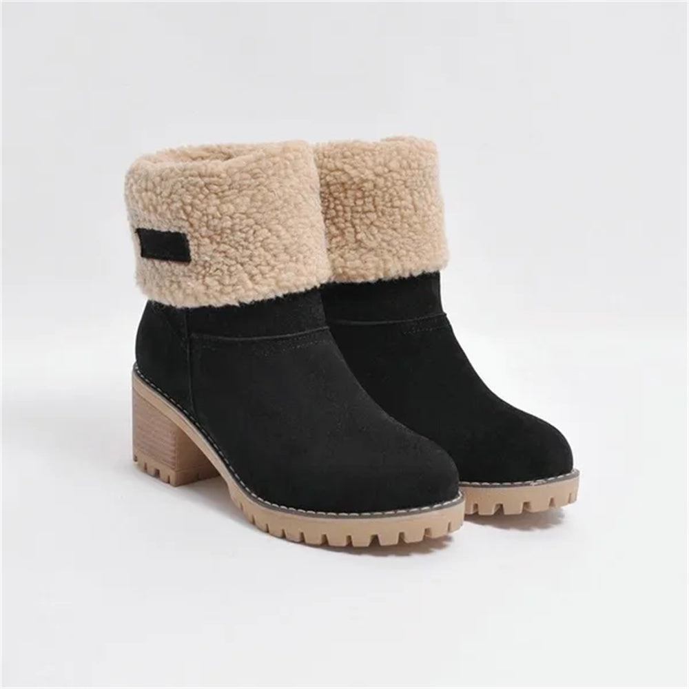 Camden | Faux-Suede Sherpa Cuff Block-Heel Ankle Boots